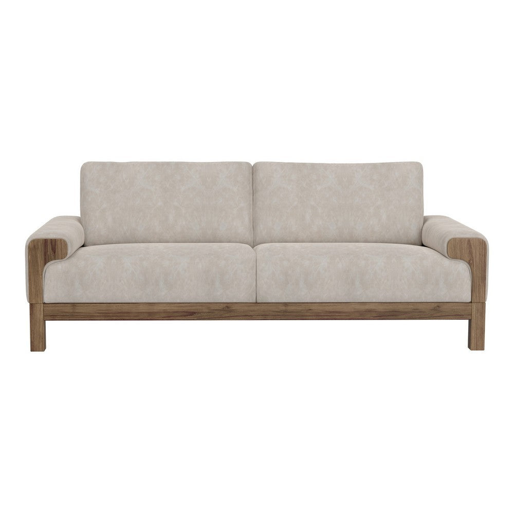 Caisy Sofa Gray Fabric Foam Cushions Solid Wood in Caramel 93 Inch By Casagear Home