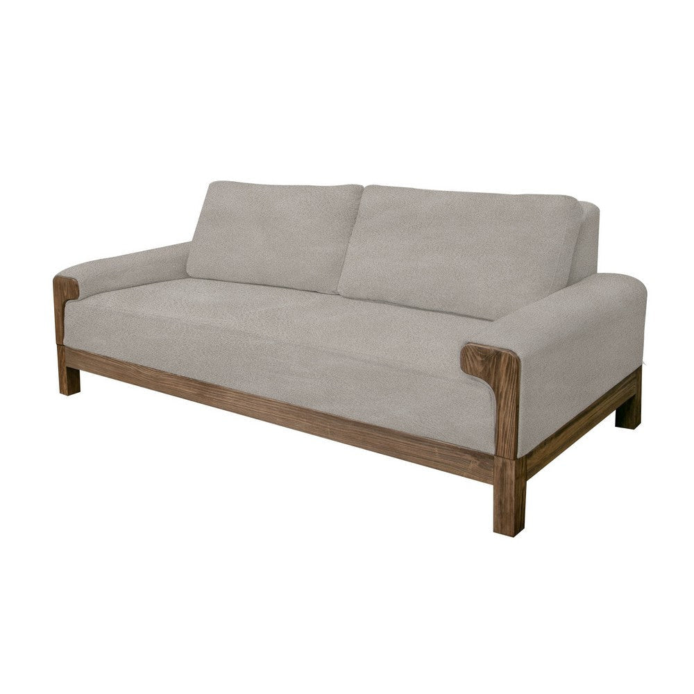 Caisy Sofa Gray Fabric Foam Cushions Solid Wood in Caramel 93 Inch By Casagear Home BM320810