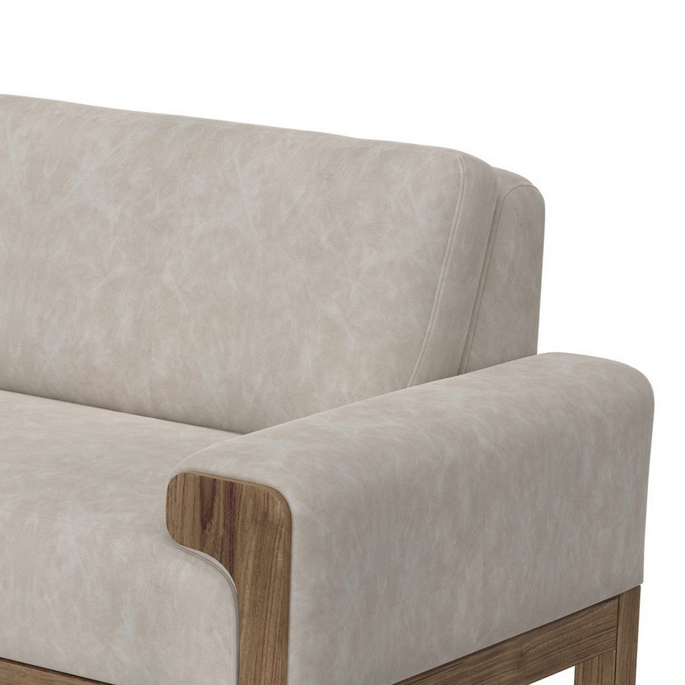 Caisy Sofa Gray Fabric Foam Cushions Solid Wood in Caramel 93 Inch By Casagear Home