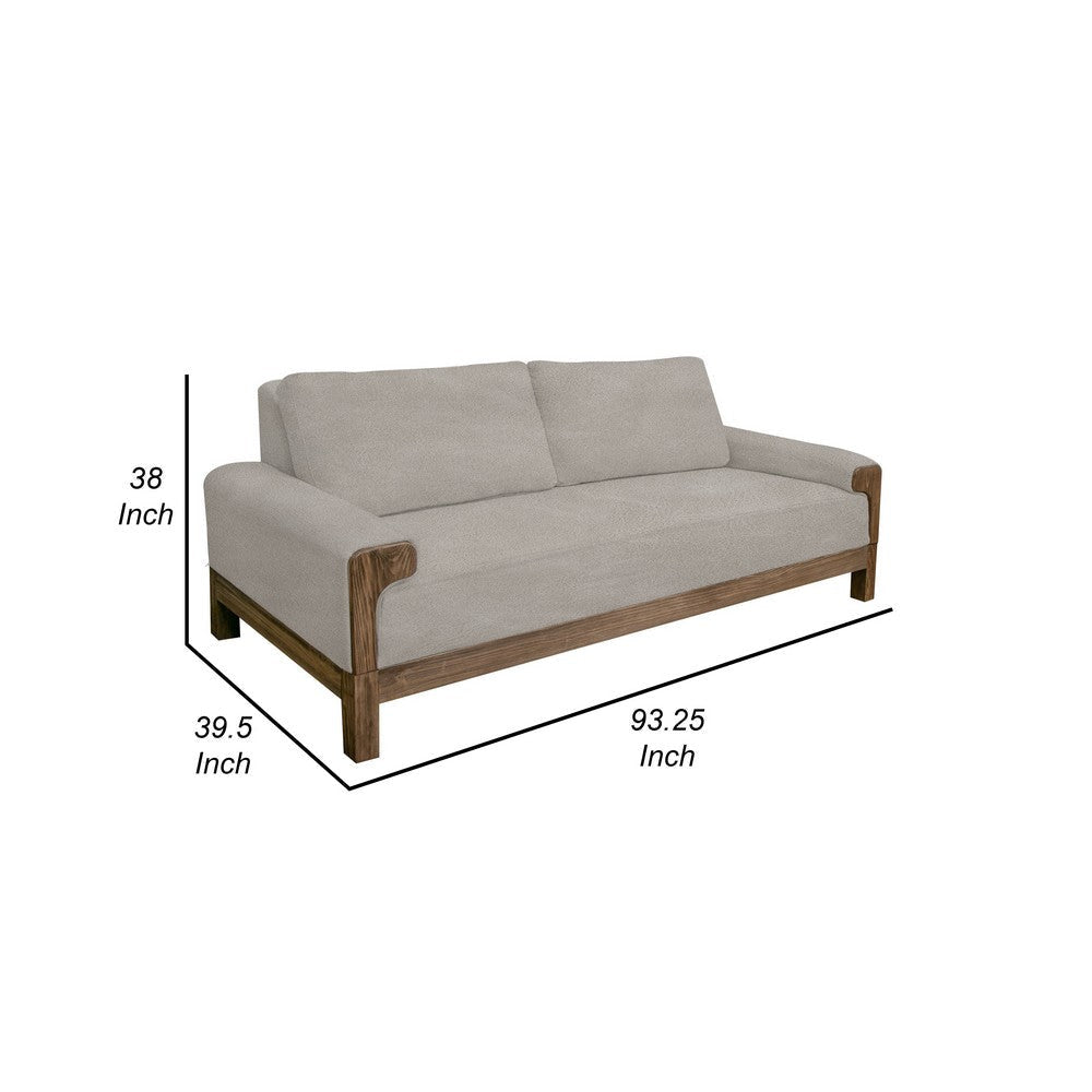 Caisy Sofa Gray Fabric Foam Cushions Solid Wood in Caramel 93 Inch By Casagear Home
