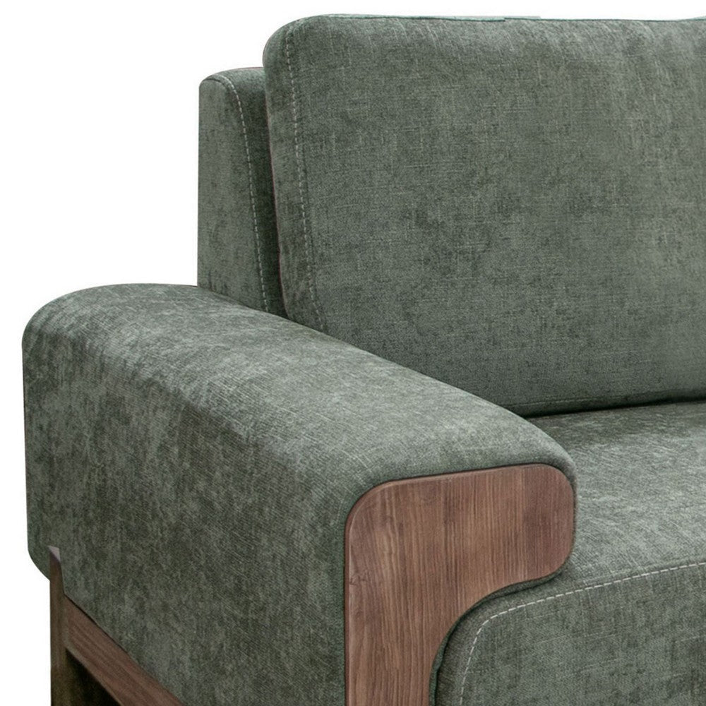 Caisy Sofa Olive Green Polyester Foam Cushions Solid Pine Wood 93 Inch By Casagear Home