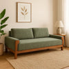 Caisy Sofa, Olive Green Polyester, Foam Cushions, Solid Pine Wood, 93 Inch By Casagear Home