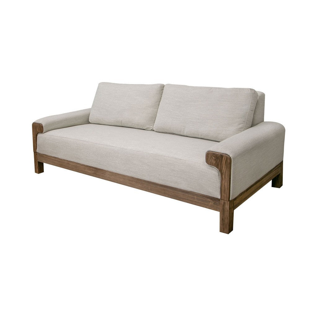 Caisy Sofa White Polyester Foam Cushions Solid Pine Wood Frame 93 Inch By Casagear Home