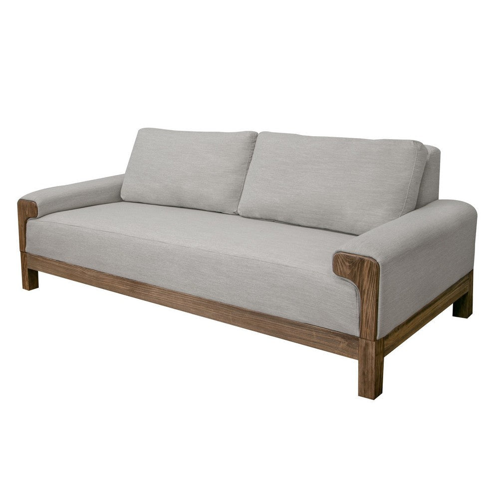 Caisy Sofa Beige Polyester Foam Cushions Solid Pine Wood Frame 93 Inch By Casagear Home