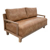 Asic Sofa, Cognac Brown Faux Leather, Camel Brown Solid Pine Wood, 69 Inch By Casagear Home