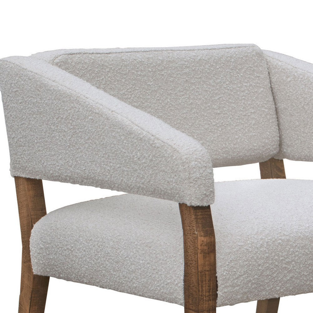 Merry Accent Chair Ivory Polyester Plush Foam Brown Solid Pine Wood Legs By Casagear Home BM320821