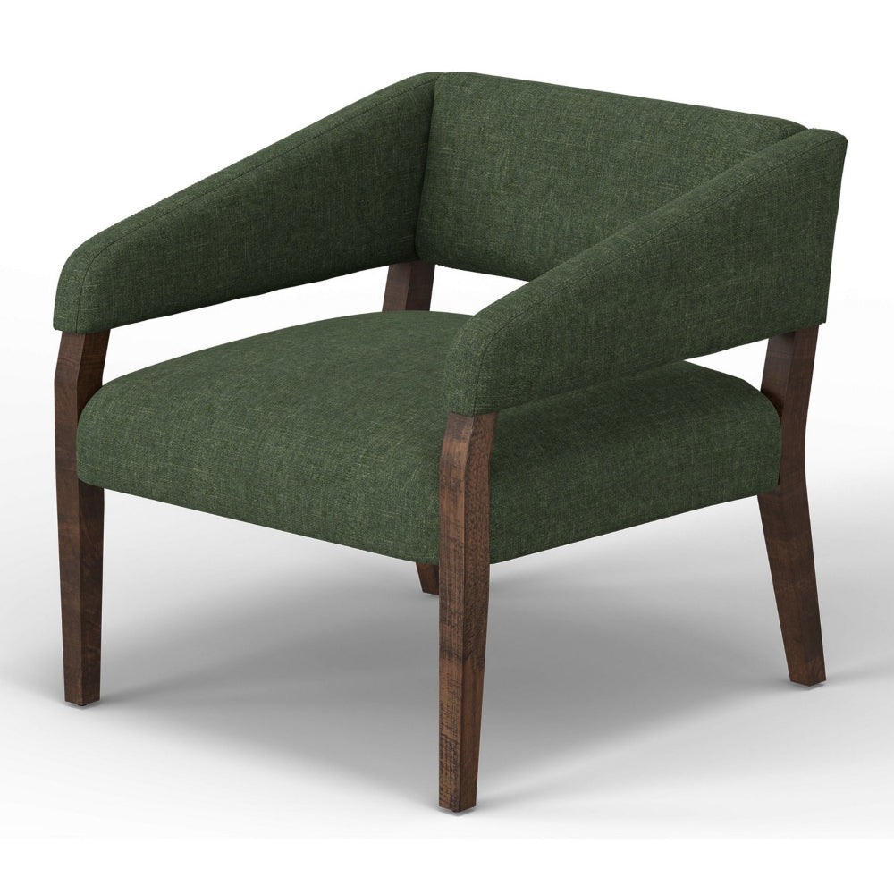 Merry Accent Chair Olive Green Polyester Foam Brown Solid Pine Wood By Casagear Home