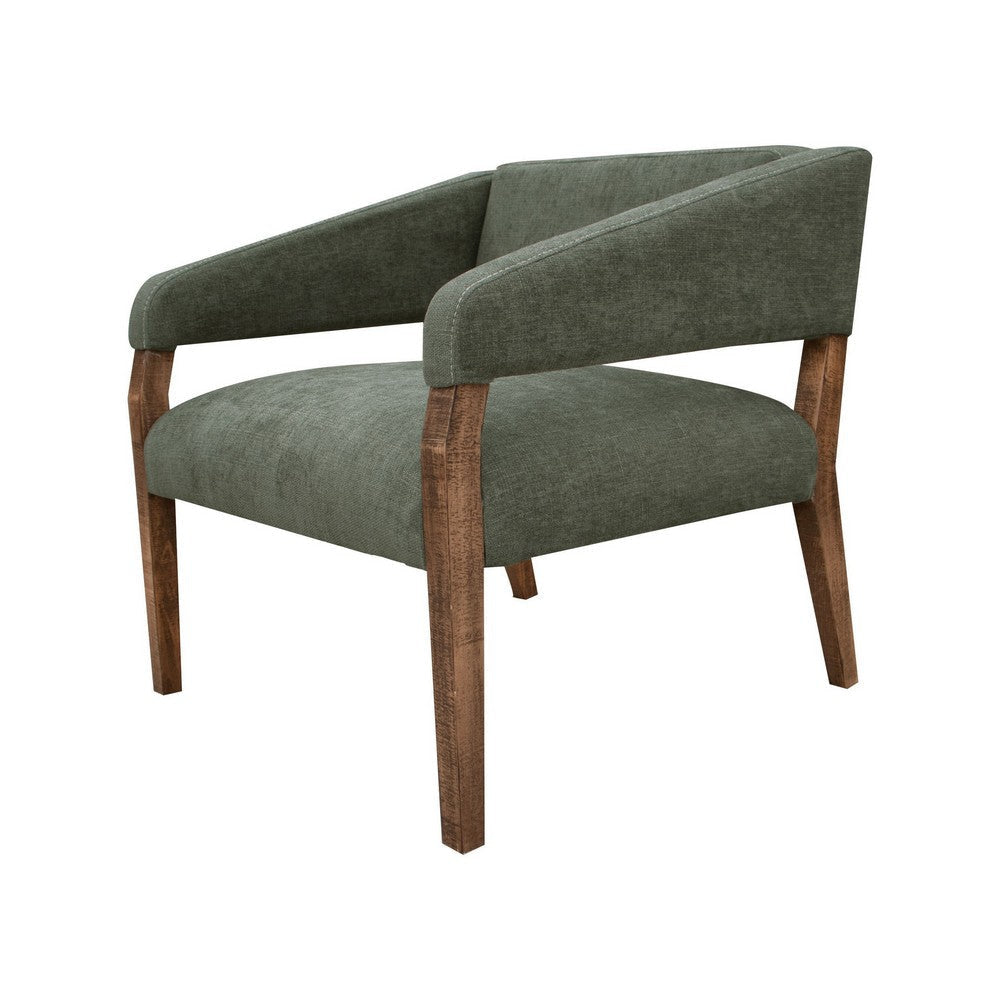 Merry Accent Chair Olive Green Polyester Foam Brown Solid Pine Wood By Casagear Home BM320822