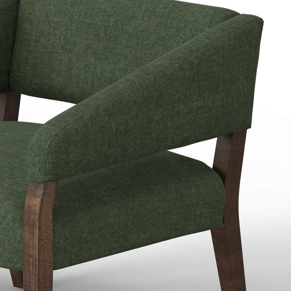 Merry Accent Chair Olive Green Polyester Foam Brown Solid Pine Wood By Casagear Home