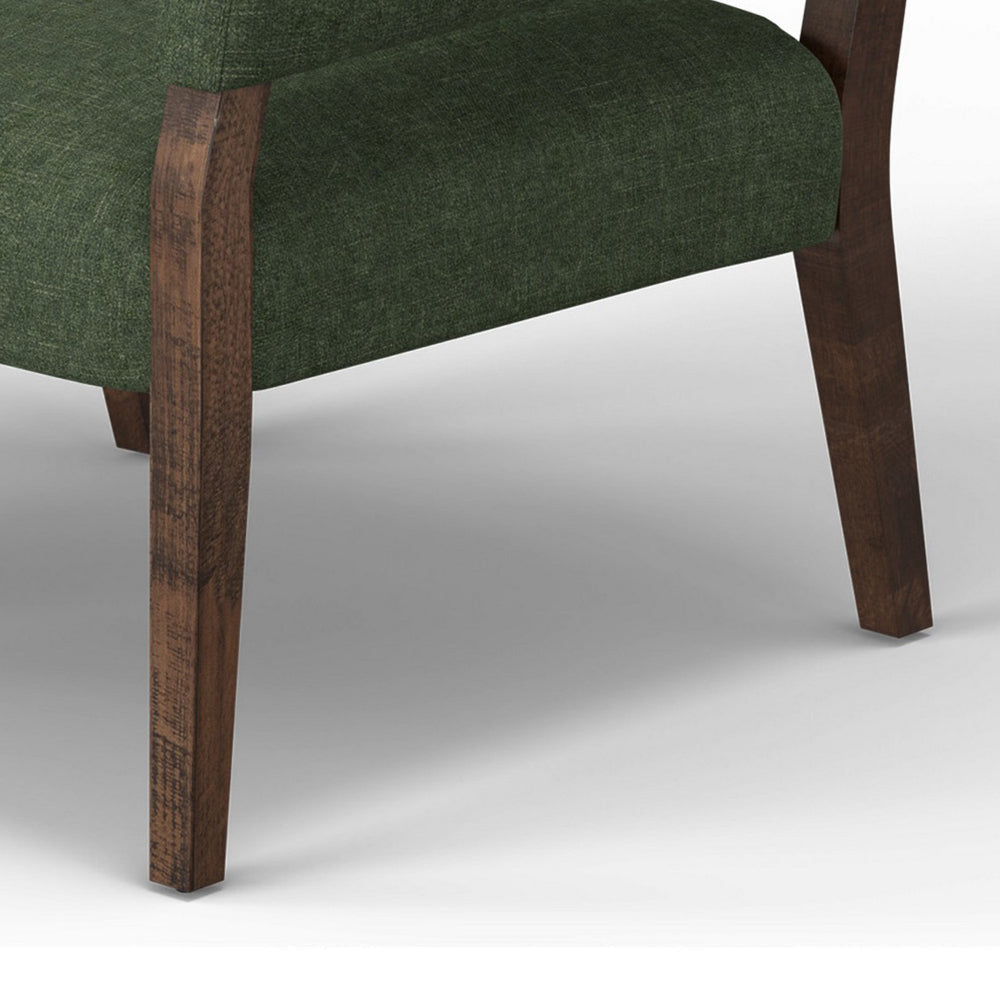 Merry Accent Chair Olive Green Polyester Foam Brown Solid Pine Wood By Casagear Home