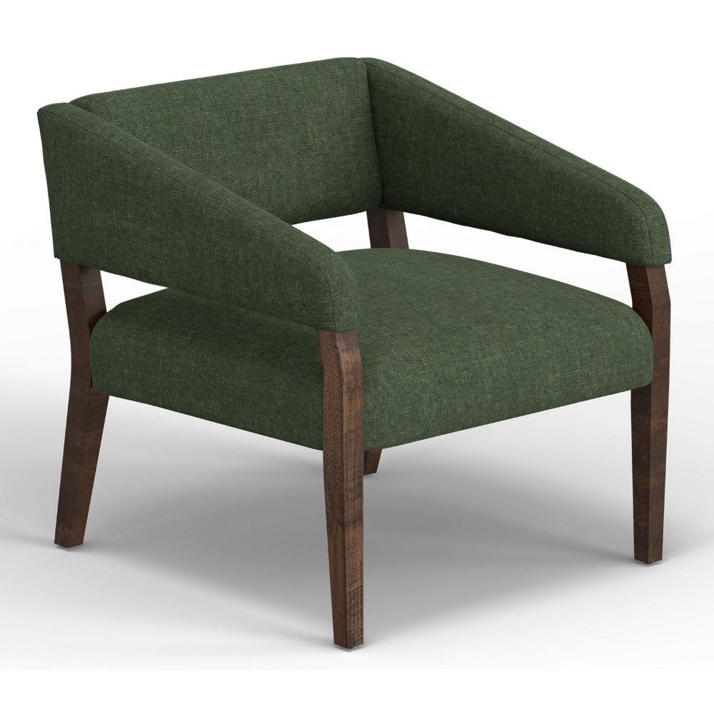 Merry Accent Chair Olive Green Polyester Foam Brown Solid Pine Wood By Casagear Home