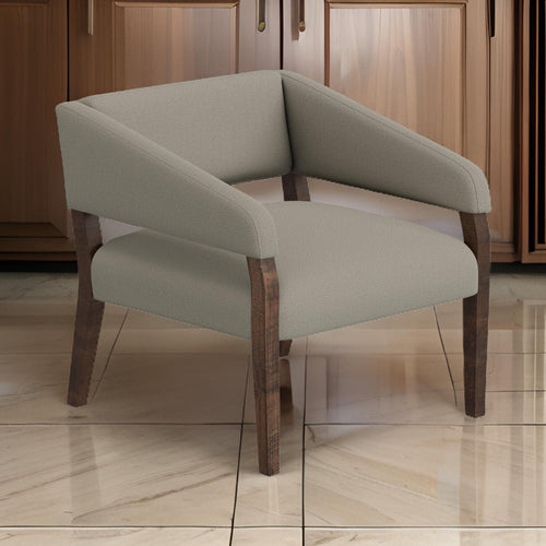 Merry Accent Chair, Almond Gray Polyester, Foam, Brown Solid Pine Wood By Casagear Home