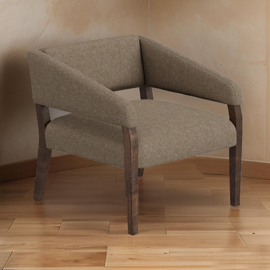 Merry Accent Chair, Light Brown Polyester, Foam, Brown Solid Pine Wood By Casagear Home
