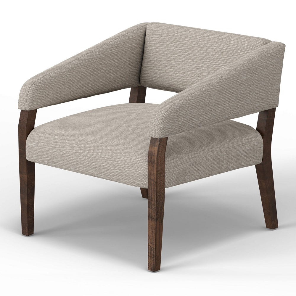 Merry Accent Chair Beige Polyester Plush Foam Brown Solid Pine Wood Legs By Casagear Home BM320826