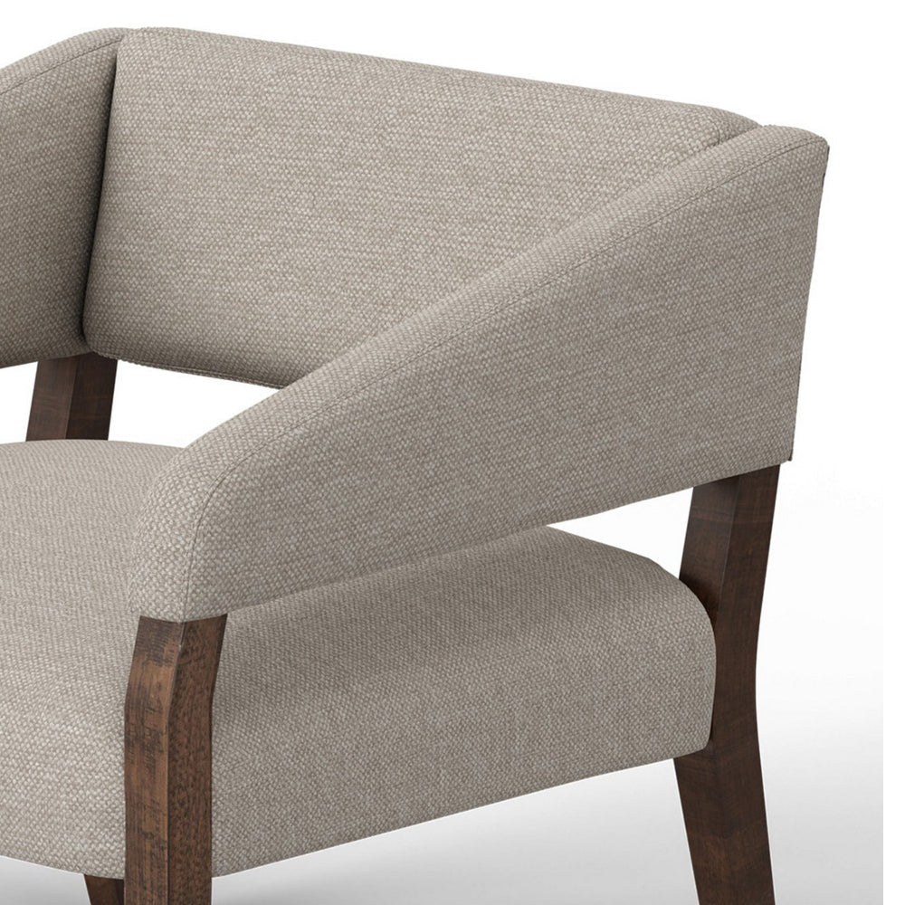 Merry Accent Chair Beige Polyester Plush Foam Brown Solid Pine Wood Legs By Casagear Home BM320826