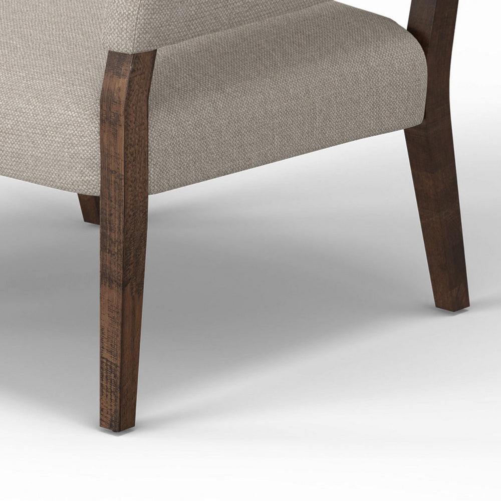 Merry Accent Chair Beige Polyester Plush Foam Brown Solid Pine Wood Legs By Casagear Home BM320826