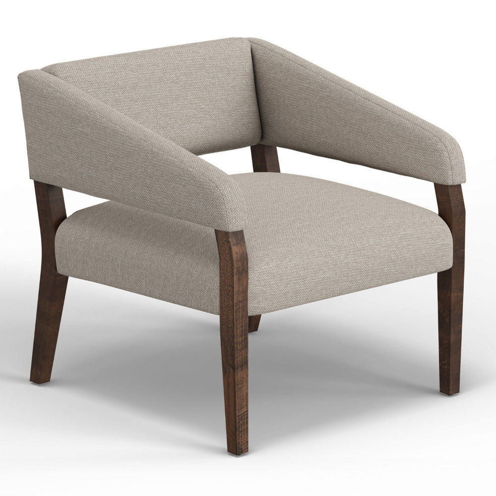 Merry Accent Chair Beige Polyester Plush Foam Brown Solid Pine Wood Legs By Casagear Home BM320826