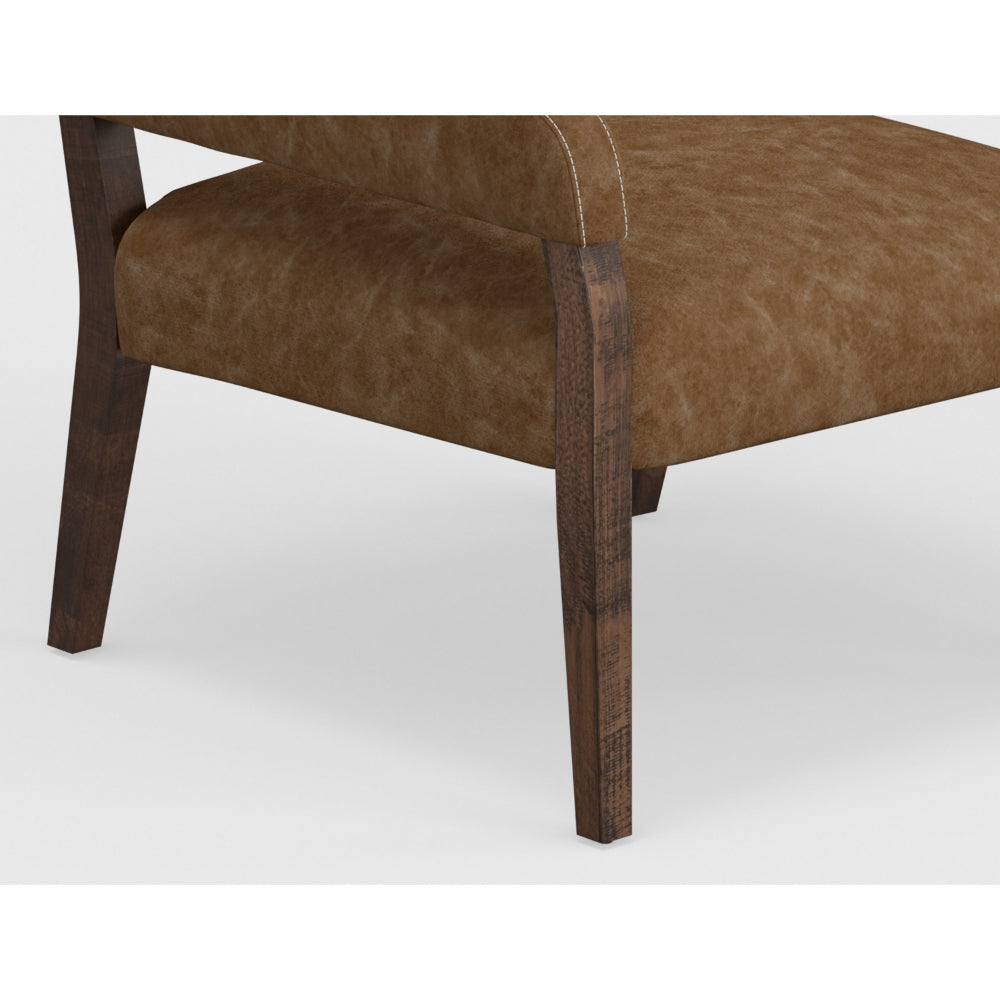 Merry Accent Chair Cognac Brown Faux Leather Foam Brown Solid Pine Wood By Casagear Home BM320827