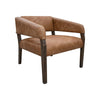 Merry Accent Chair, Cognac Brown Faux Leather, Foam, Brown Solid Pine Wood By Casagear Home