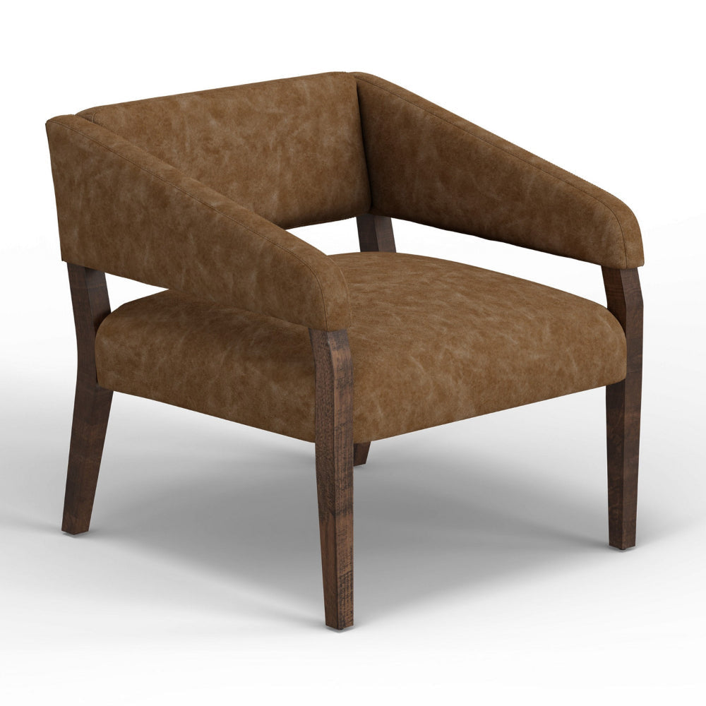 Merry Accent Chair Cognac Brown Faux Leather Foam Brown Solid Pine Wood By Casagear Home BM320827
