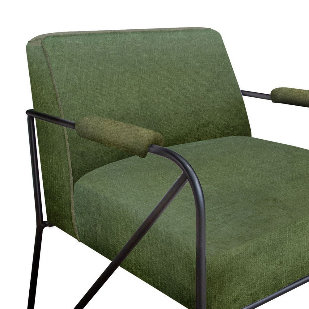 Levy Accent Chair Olive Green Polyester Soft Plush Foam Black Metal By Casagear Home BM320829