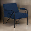 Levy Accent Chair, Navy Blue Polyester, Soft Plush Foam, Black Metal Frame By Casagear Home