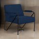 Levy Accent Chair, Navy Blue Polyester, Soft Plush Foam, Black Metal Frame By Casagear Home