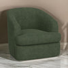 Lessy Swivel Accent Chair, Olive Green Polyester, Soft Plush Foam, Metal By Casagear Home
