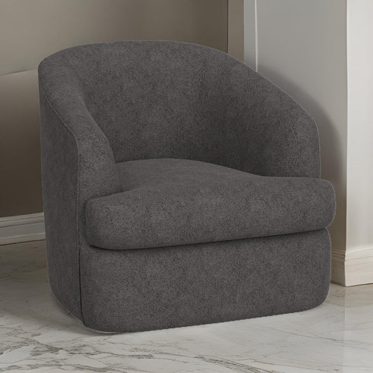 Lessy Swivel Accent Chair, Iron Gray Polyester, Soft Plush Foam, Metal By Casagear Home