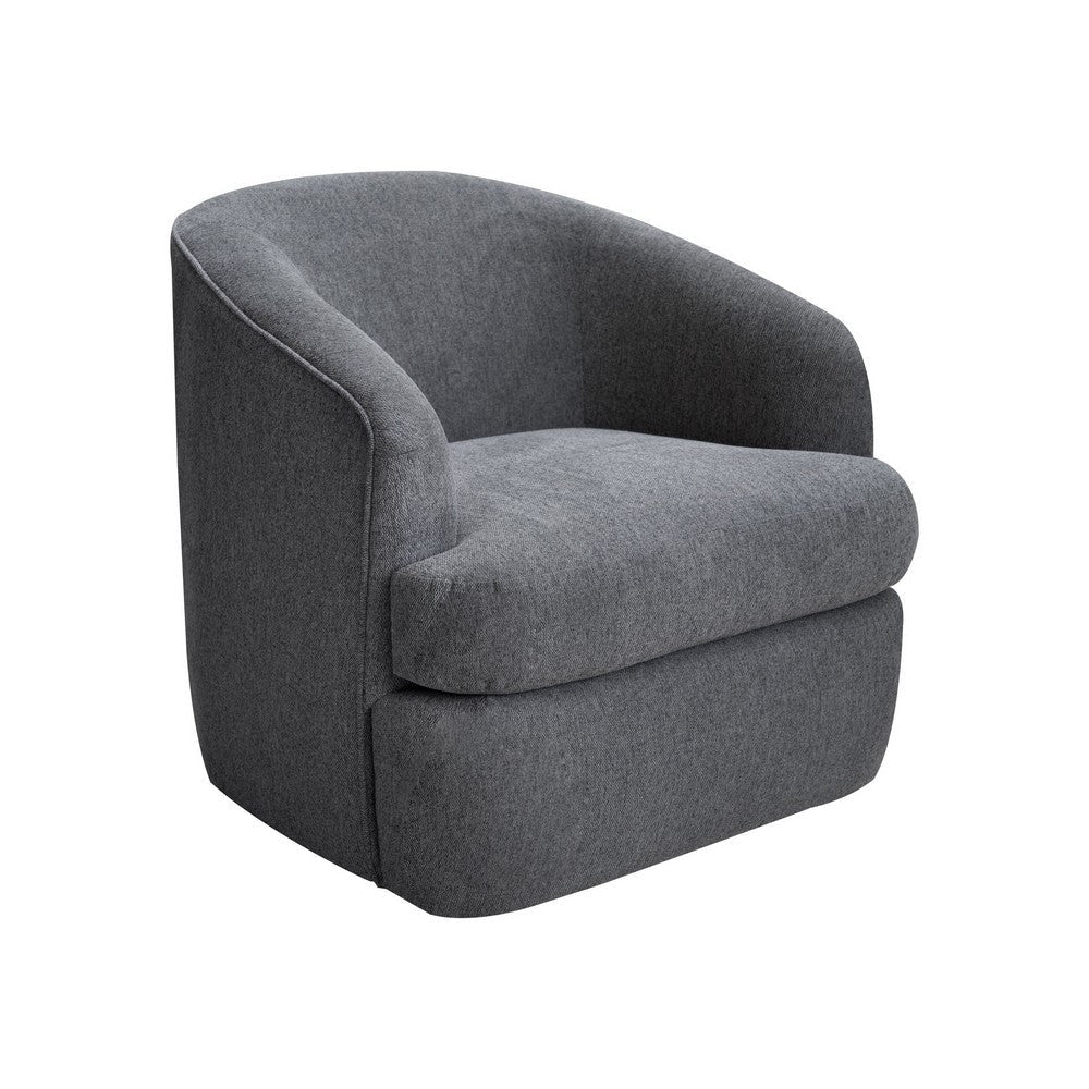 Lessy Swivel Accent Chair, Iron Gray Polyester, Soft Plush Foam, Metal By Casagear Home