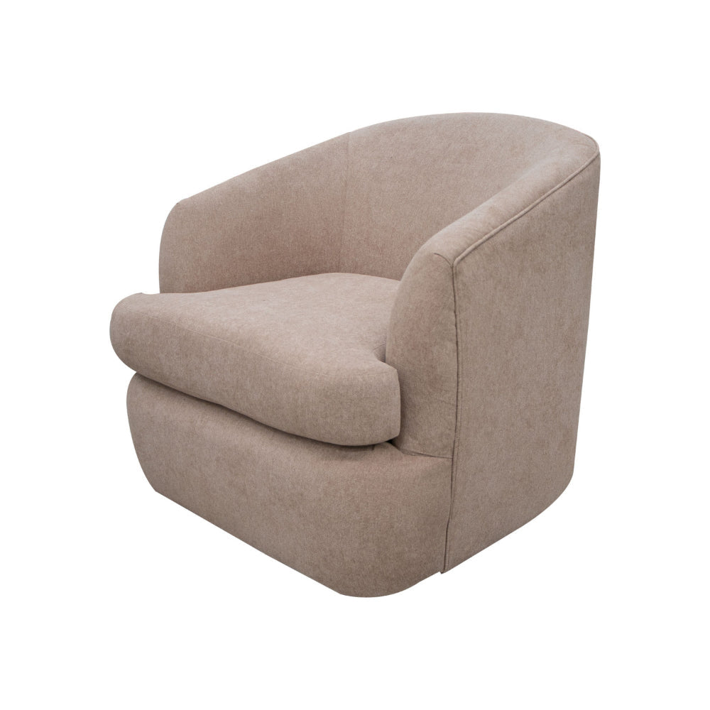 Lessy Swivel Accent Chair Light Brown Polyester Soft Plush Foam Metal By Casagear Home BM320837