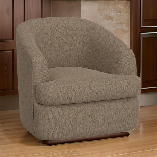 Lessy Swivel Accent Chair, Light Brown Polyester, Soft Plush Foam, Metal By Casagear Home