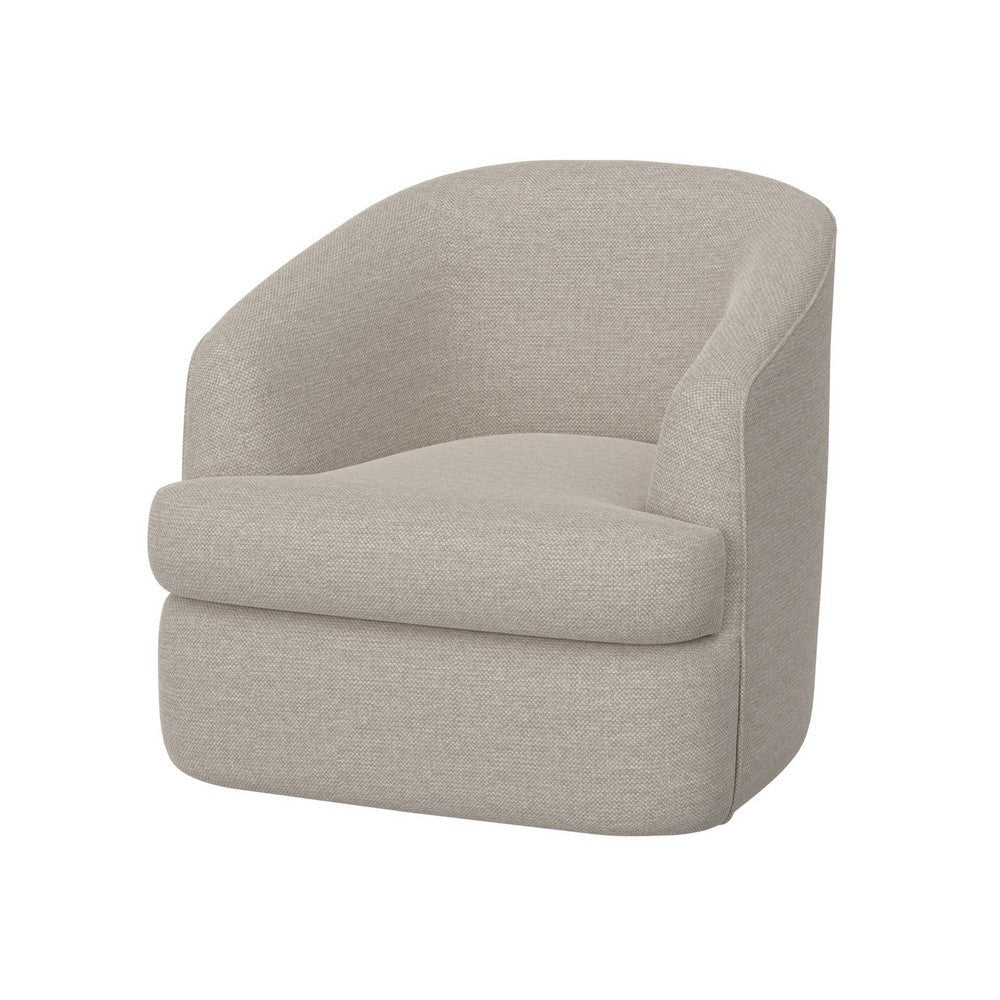 Lessy Swivel Accent Chair Plush Beige Polyester Soft Plush Foam Metal By Casagear Home BM320838