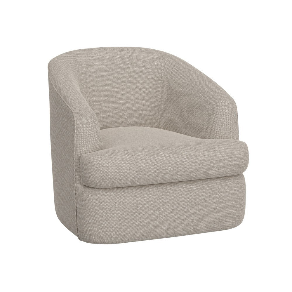 Lessy Swivel Accent Chair, Plush Beige Polyester, Soft Plush Foam, Metal By Casagear Home