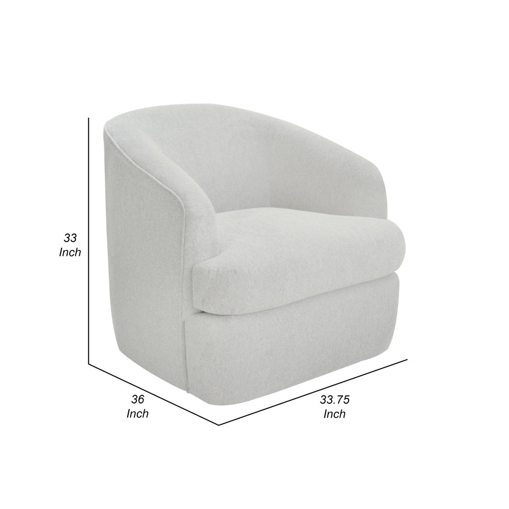 Lessy Swivel Accent Chair Plush Beige Polyester Soft Plush Foam Metal By Casagear Home BM320838