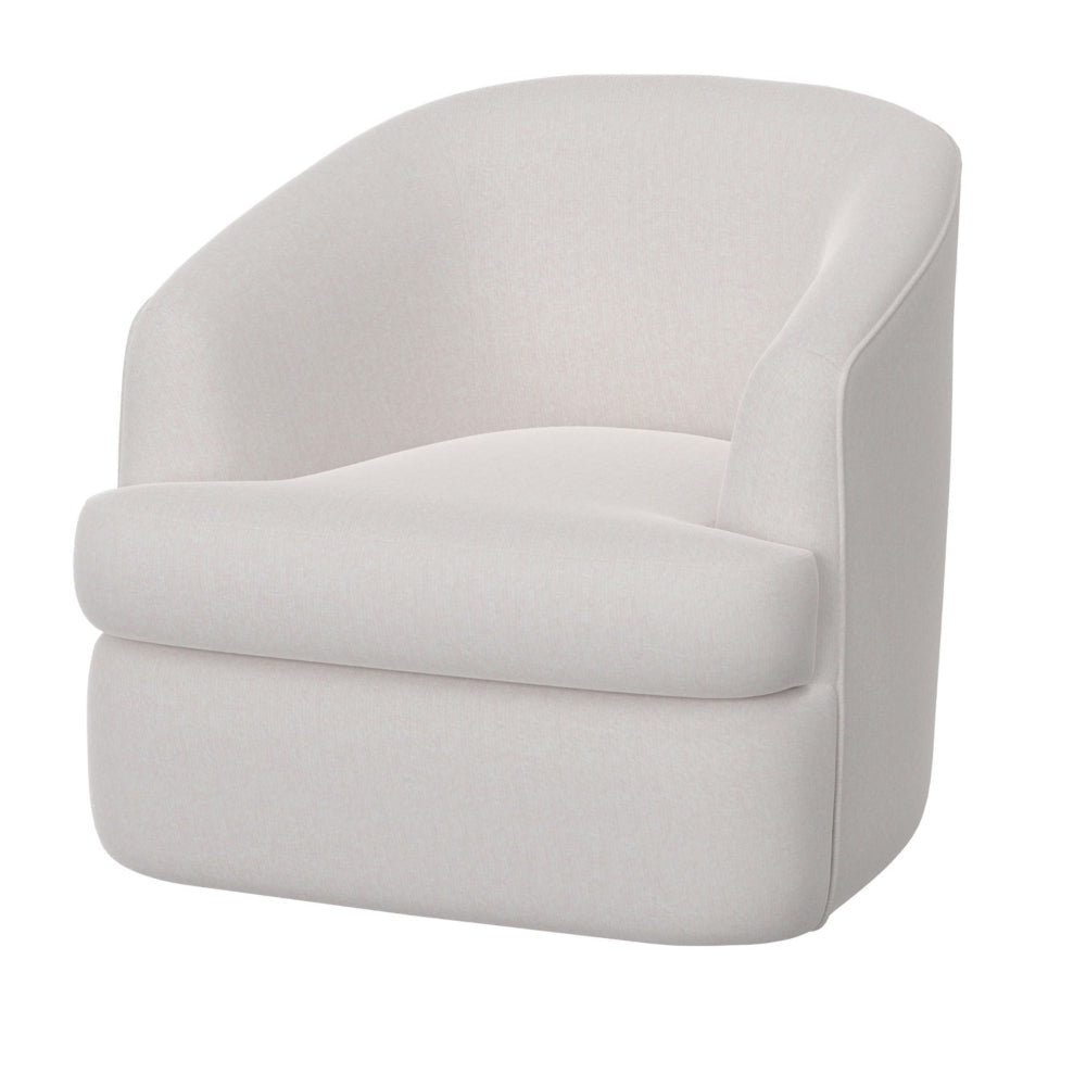 Lessy Swivel Accent Chair Plush White Polyester Soft Plush Foam Metal By Casagear Home BM320839