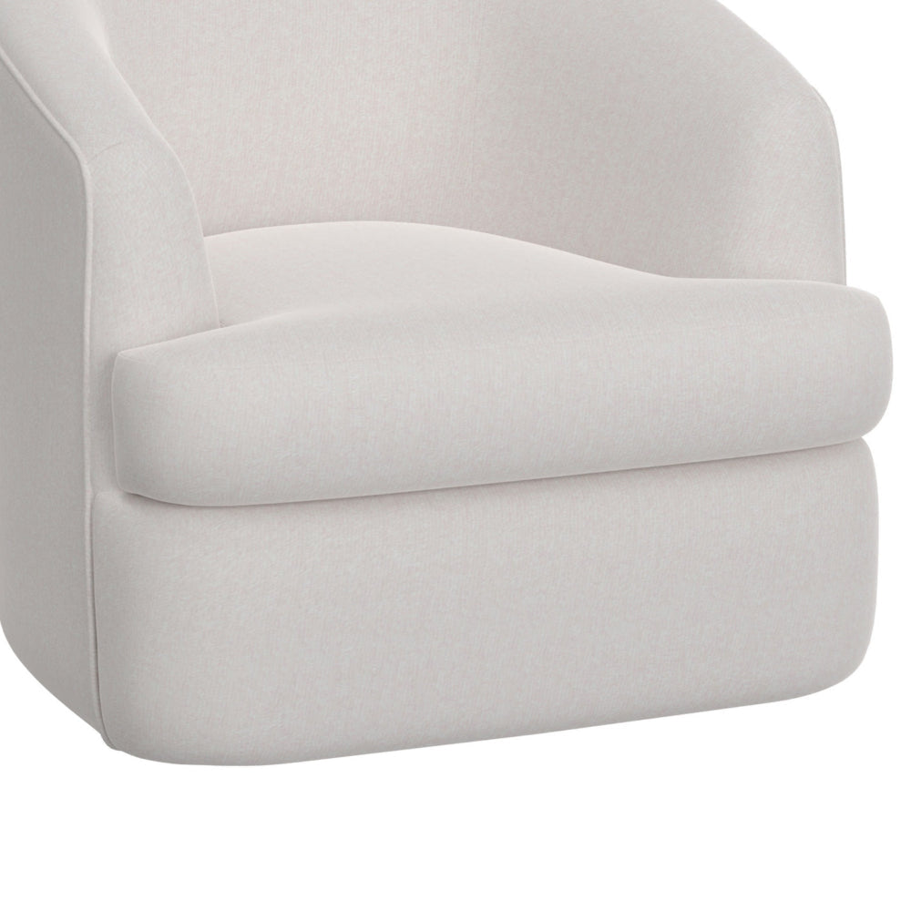 Lessy Swivel Accent Chair Plush White Polyester Soft Plush Foam Metal By Casagear Home BM320839