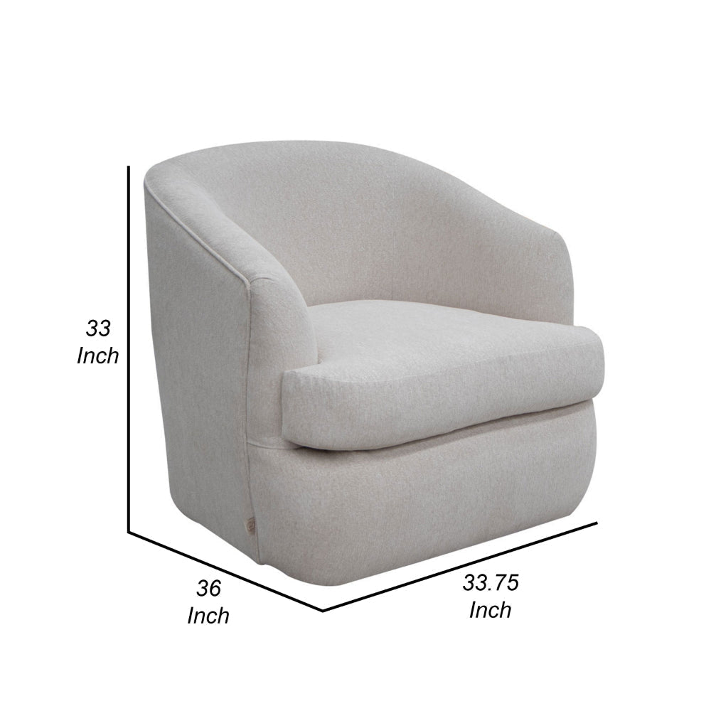 Lessy Swivel Accent Chair Plush White Polyester Soft Plush Foam Metal By Casagear Home BM320839