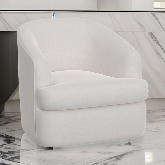 Lessy Swivel Accent Chair, Plush White Polyester, Soft Plush Foam, Metal By Casagear Home