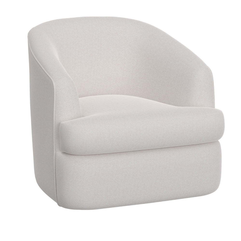 Lessy Swivel Accent Chair Plush White Polyester Soft Plush Foam Metal By Casagear Home BM320839