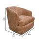 Lessy Swivel Accent Chair Cognac Brown Faux Leather Soft Plush Foam Metal By Casagear Home BM320840