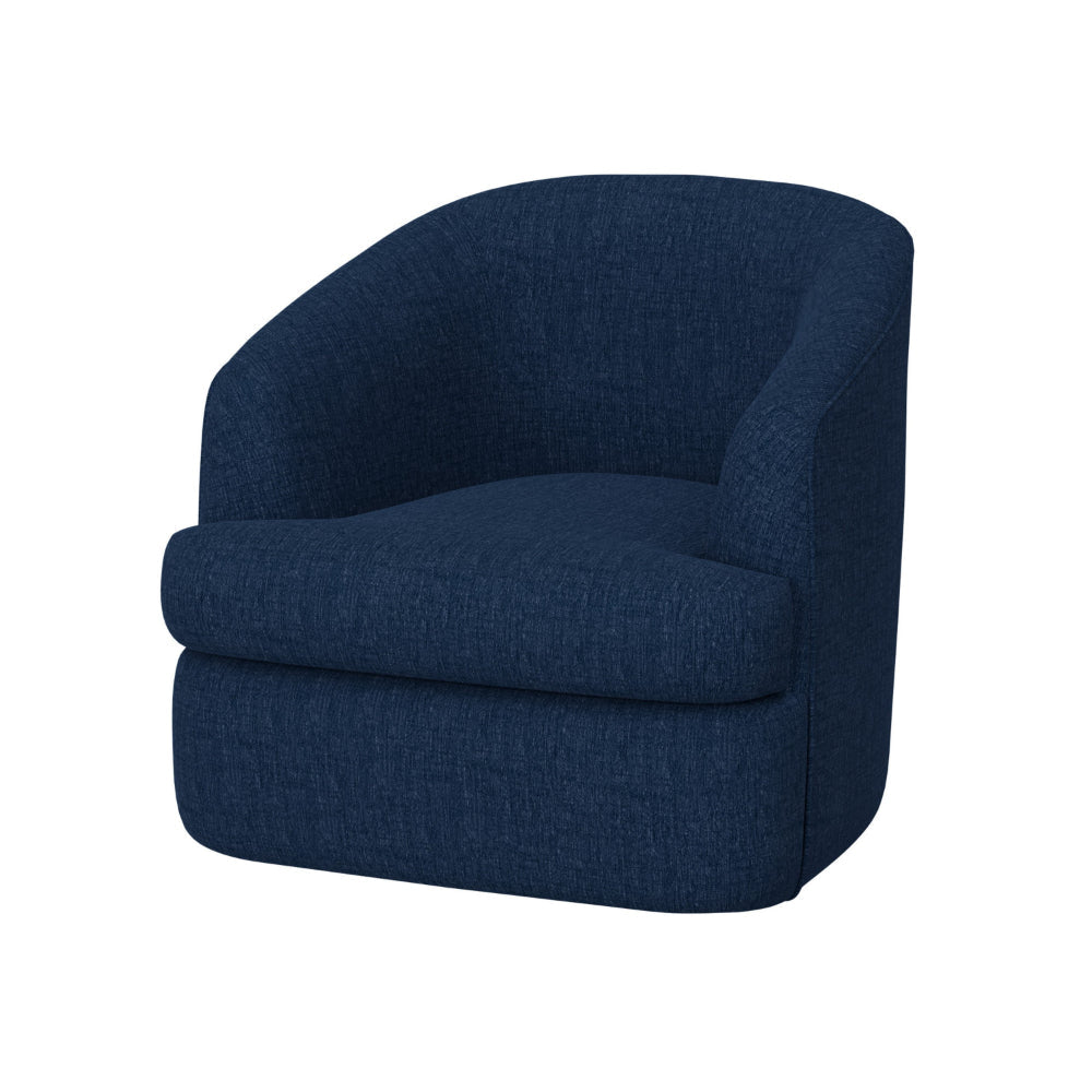 Lessy Swivel Accent Chair Navy Blue Polyester Soft Plush Foam Metal By Casagear Home BM320841