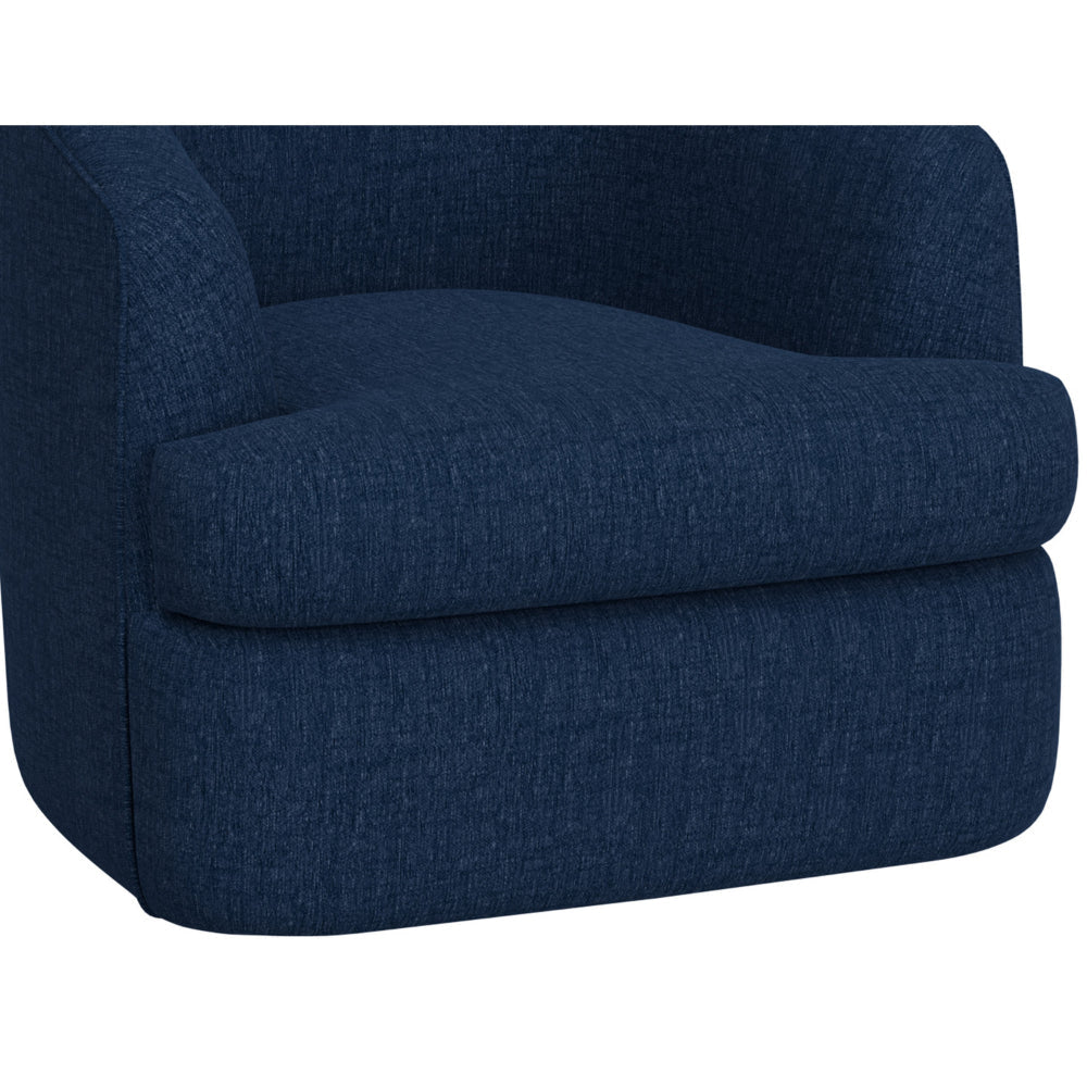 Lessy Swivel Accent Chair Navy Blue Polyester Soft Plush Foam Metal By Casagear Home BM320841