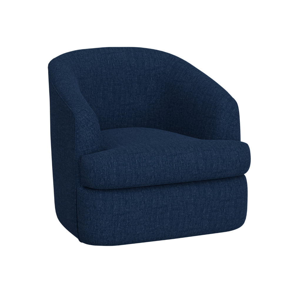 Lessy Swivel Accent Chair Navy Blue Polyester Soft Plush Foam Metal By Casagear Home BM320841