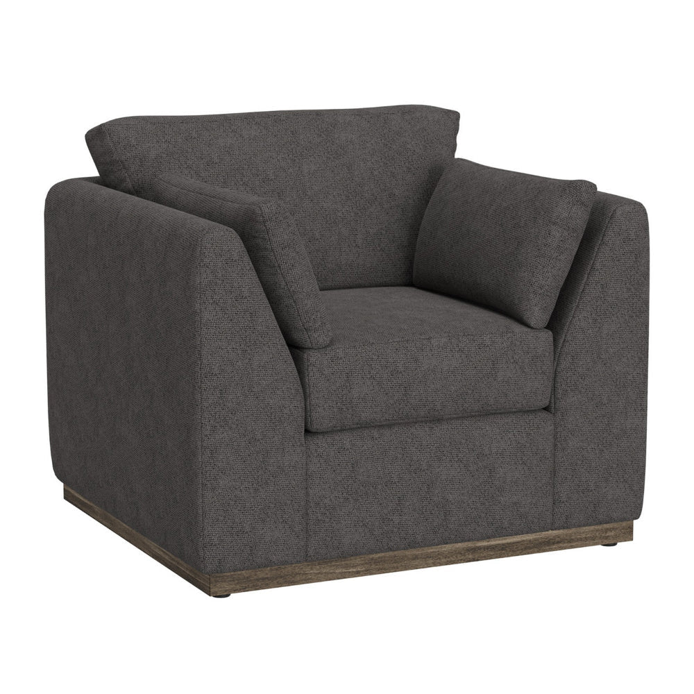 Sian Accent Chair Iron Gray Polyester 1 Throw Pillow Solid Pine Wood By Casagear Home BM320842