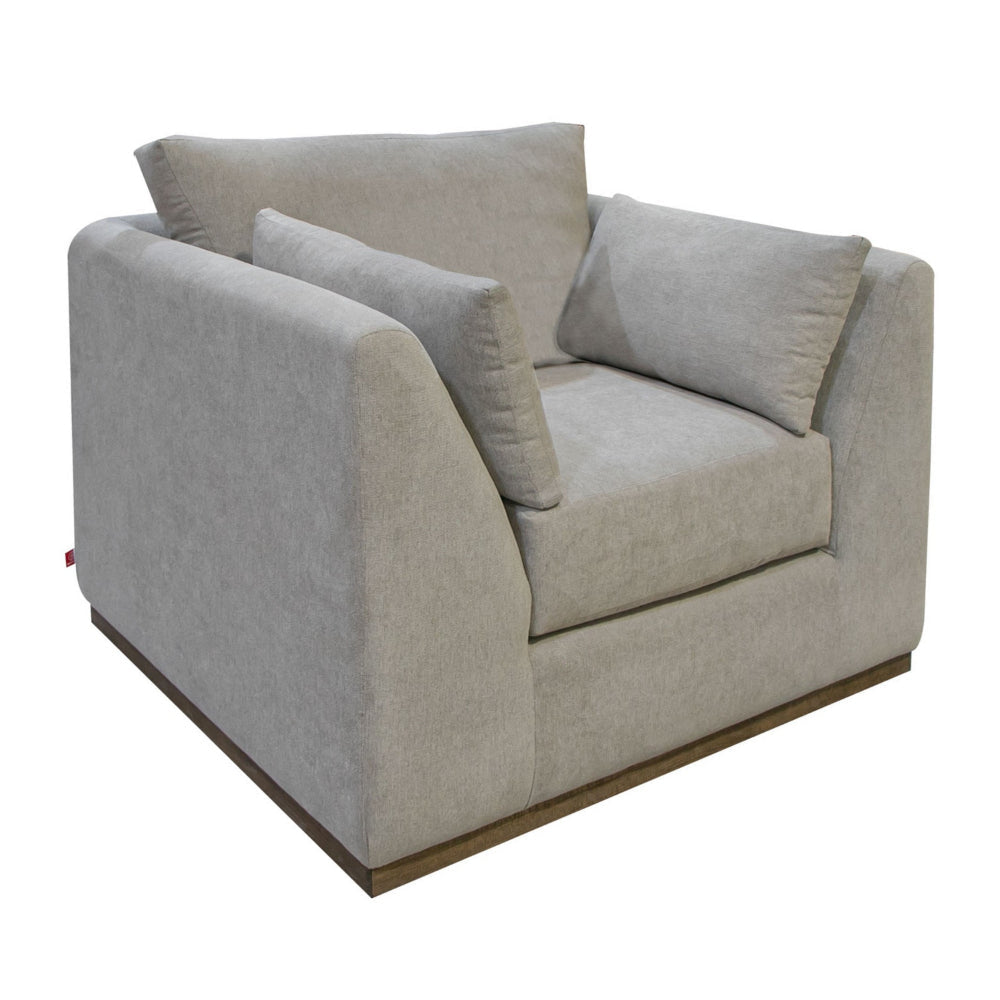 Sian Accent Chair Almond Gray Polyester 1 Throw Pillow Solid Pine Wood By Casagear Home BM320843