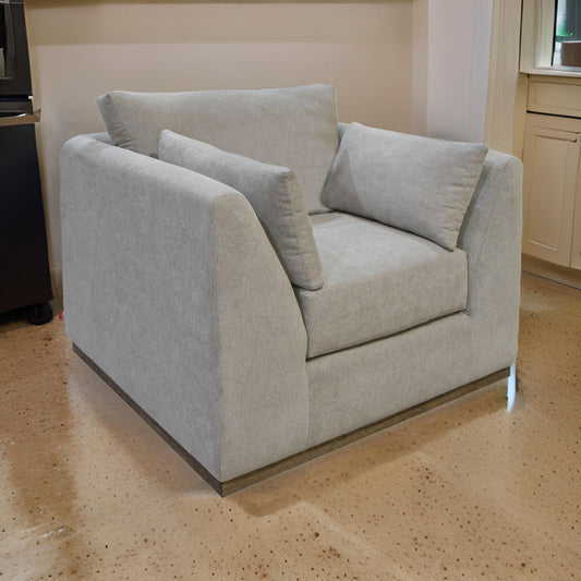 Sian Accent Chair, Almond Gray Polyester, 1 Throw Pillow, Solid Pine Wood By Casagear Home