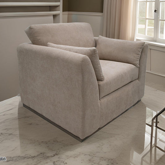 Sian Accent Chair, Light Brown Polyester, 1 Throw Pillow, Solid Pine Wood By Casagear Home