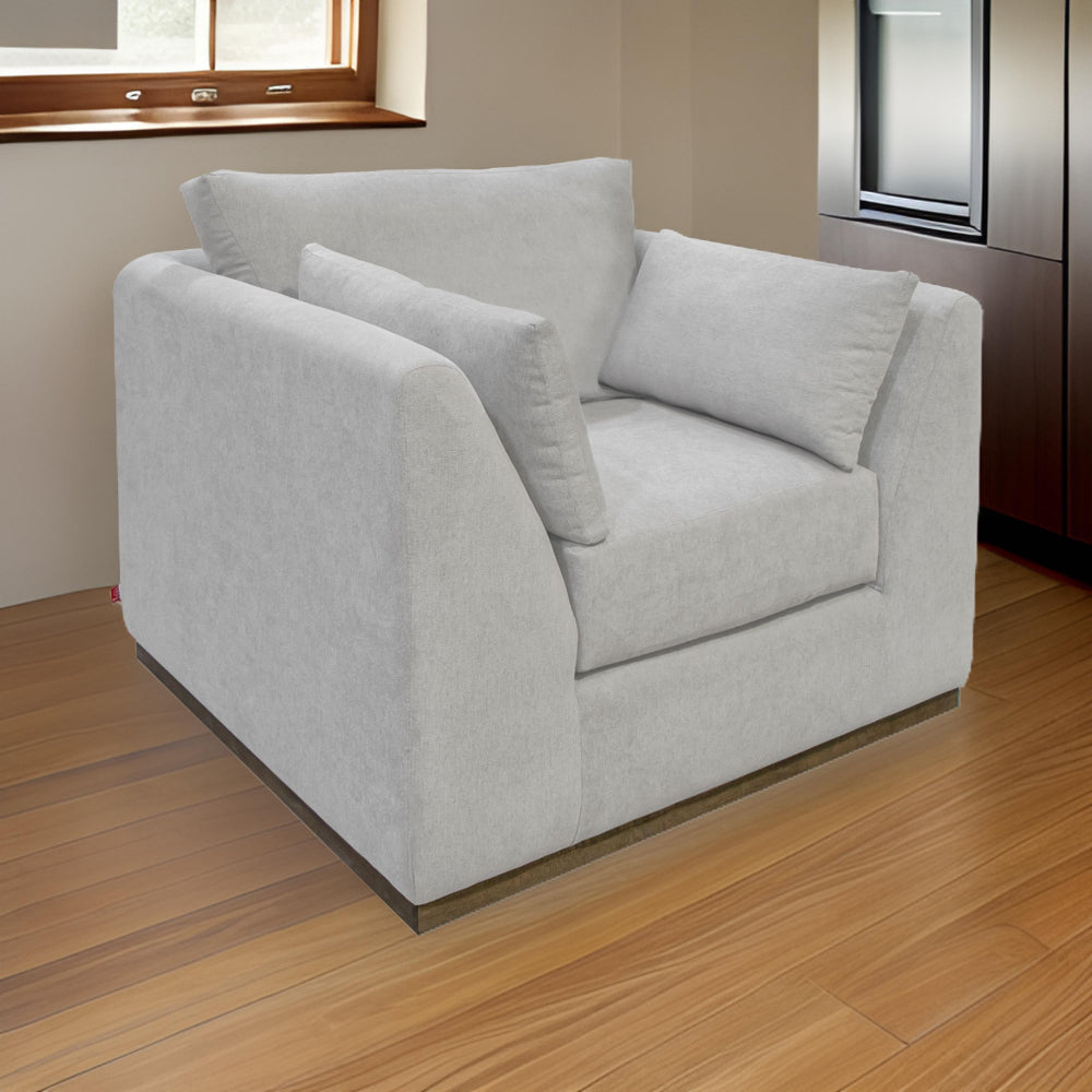 Sian Accent Chair, Beige Polyester, 1 Throw Pillow, Solid Pine Wood Frame By Casagear Home