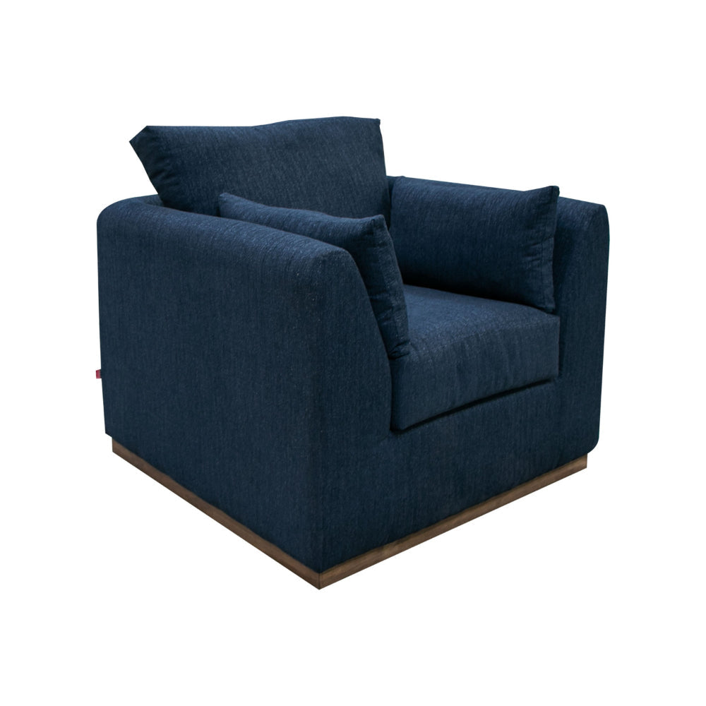 Sian Accent Chair Navy Blue Polyester 1 Throw Pillow Solid Pine Wood By Casagear Home BM320846